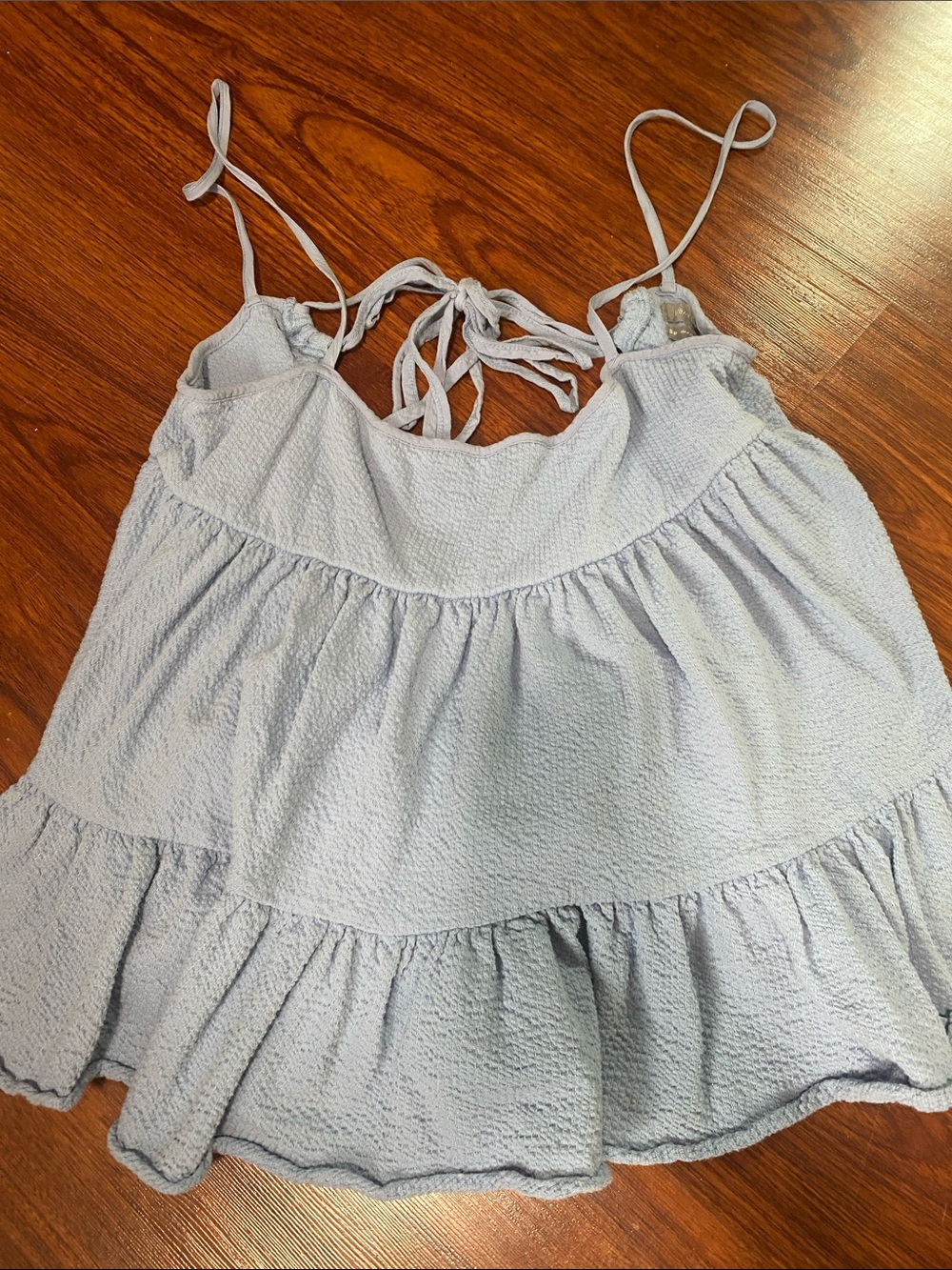 Urban Outfitters Light Blue Ruffle-Tier Tie-Back Cami
